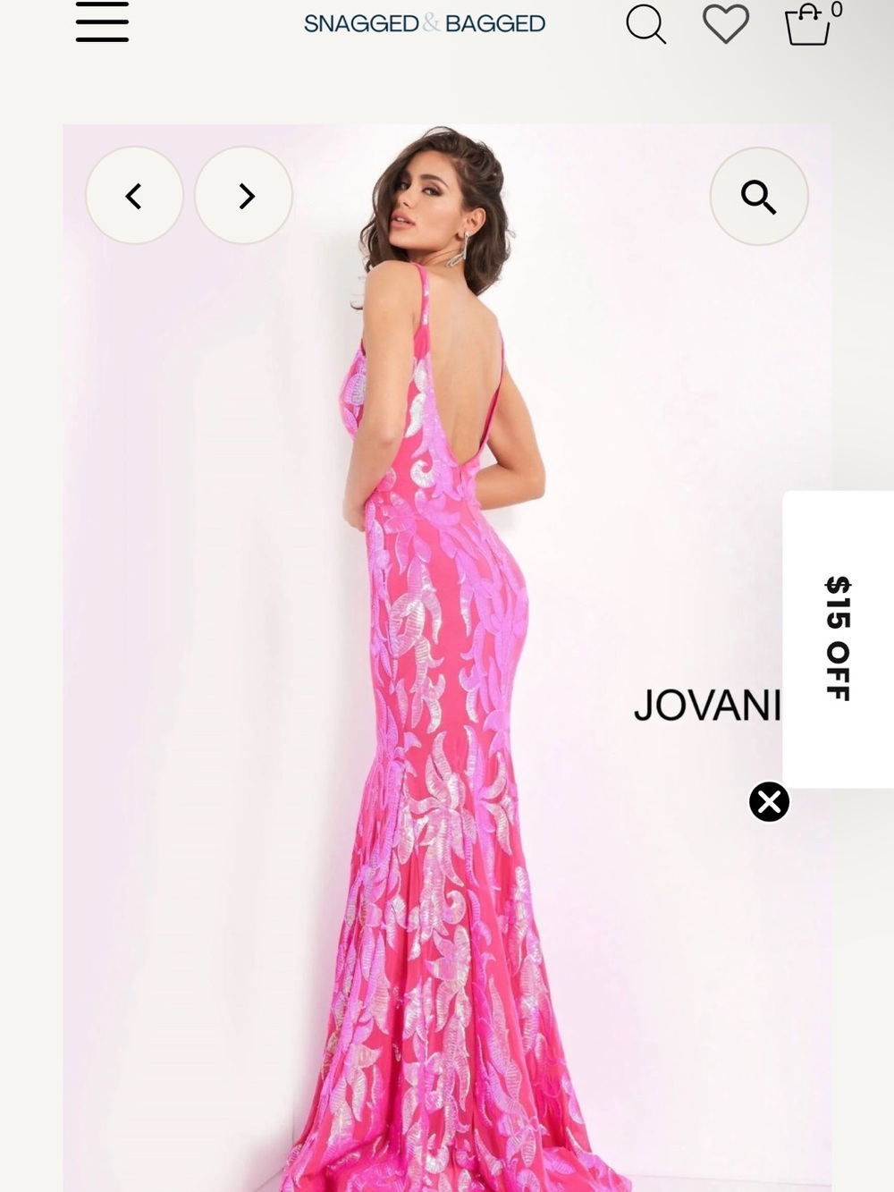Jovani style 3263 custom Hot Pink Iridescent Sequin dress cut to a mini - Picture 7 of 8